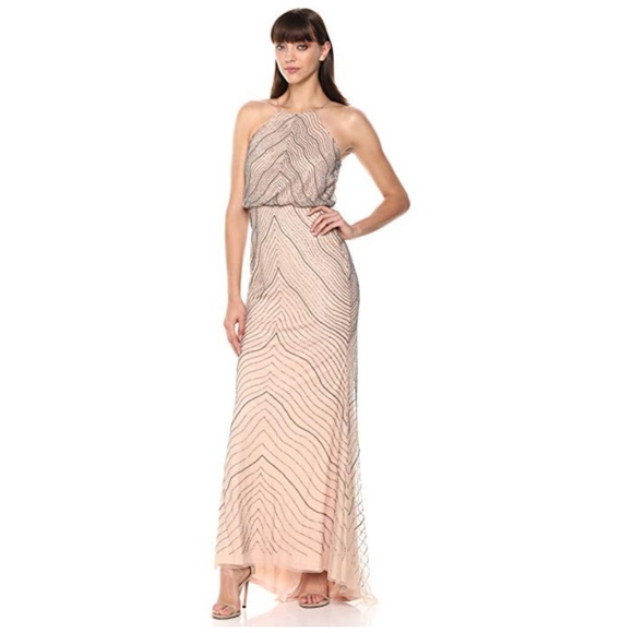 Adrianna Papell Dresses & Skirts - Adrianna Papell Beaded Blouson Gown Taupe Dress
